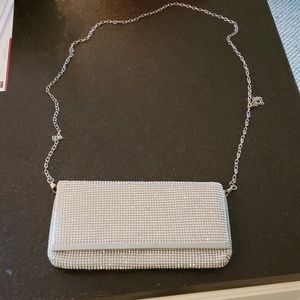 David's Bridal silver rhinestone clutch